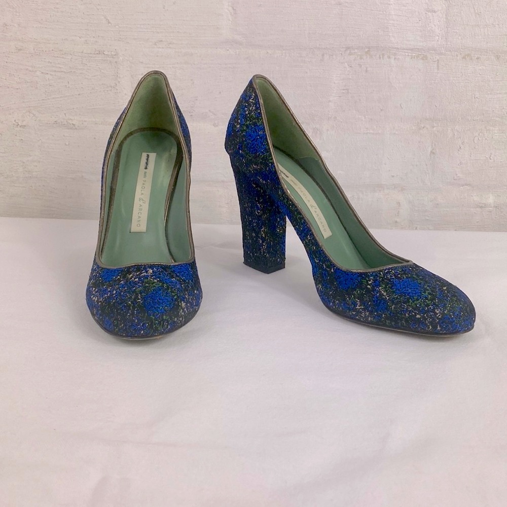 Anthropologie Floral Brocade High Block Heel Pumps